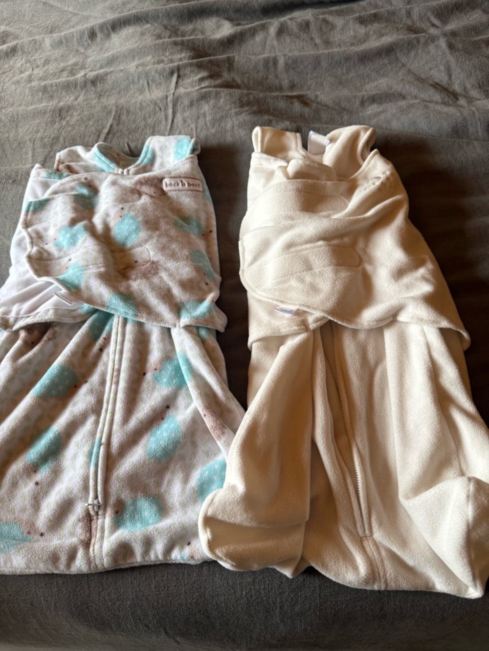 Halo Fleece Sleep Sacks - Cream and Aqua Spot 2-Pack